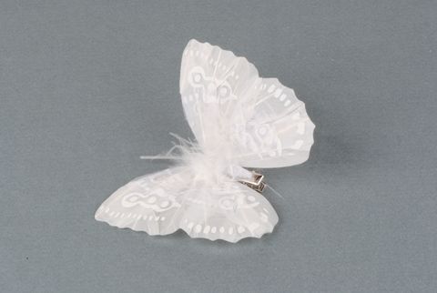5.0 cm envergure-Jeu de 2 Petite plume rose pâle à motifs papillon 